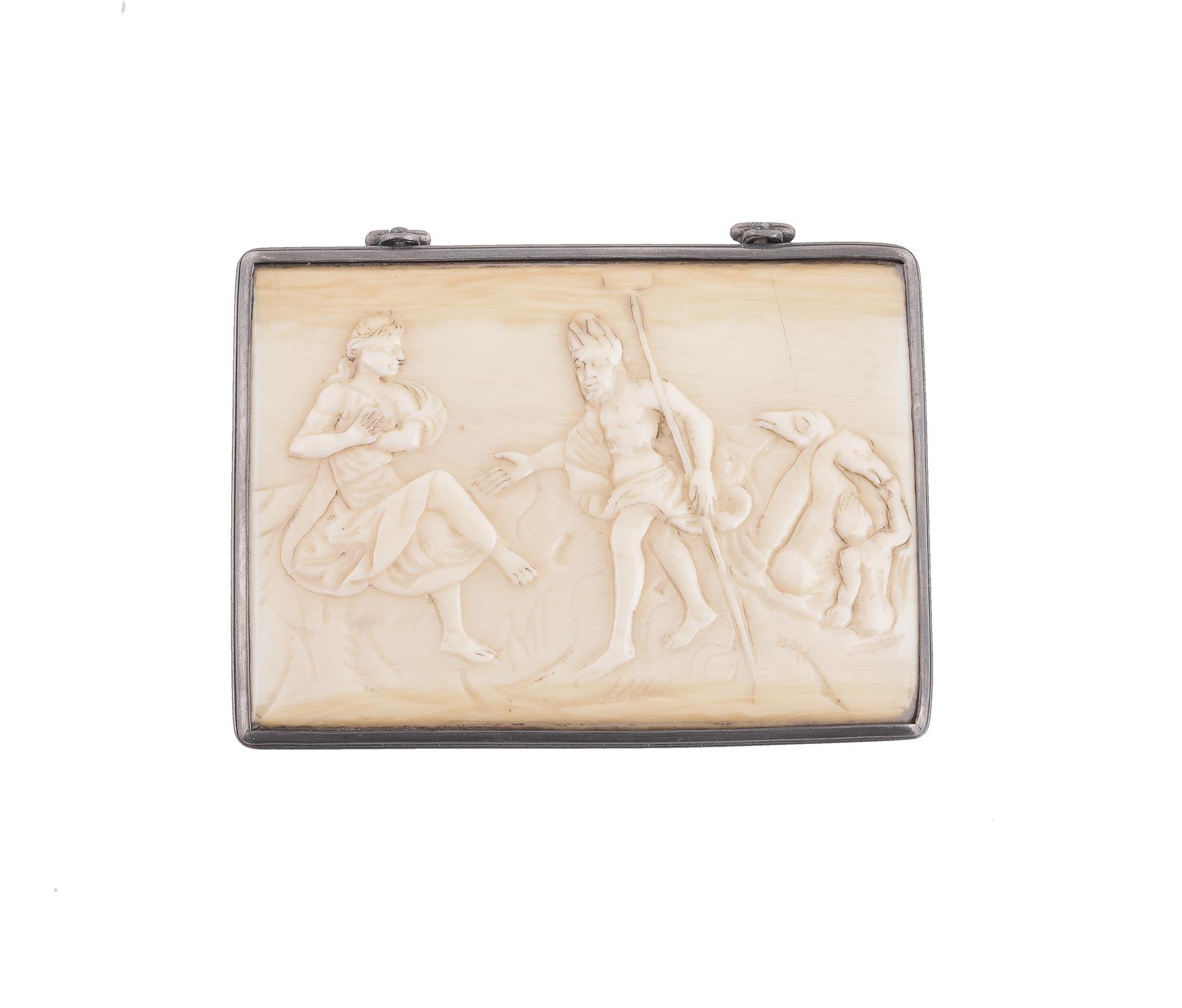 Y A 19th century ivory rectangular and white metal box