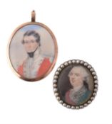 Y A George III half pearl portrait miniature frame brooch