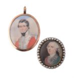 Y A George III half pearl portrait miniature frame brooch