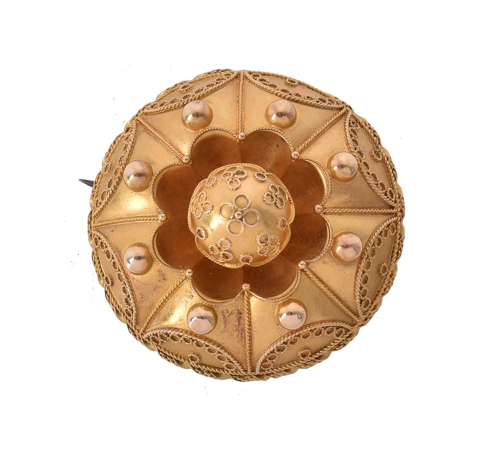 A mid Victorian gold Etruscan Revival brooch