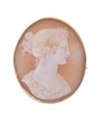 An early Victorian shell cameo of a classical lady