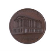 Birmingham, Town Hall enlarged 1837, bronze medal by J Davis
