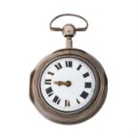 Y A white metal and tortoiseshell quarter repeating pair cased pocket watch