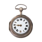 Y A white metal and tortoiseshell quarter repeating pair cased pocket watch