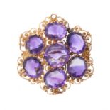 An early Victorian gold and amethyst brooch