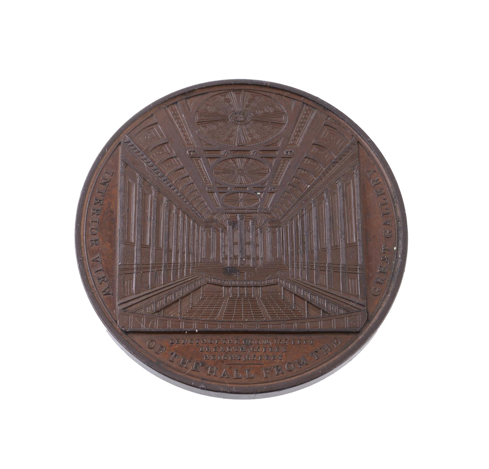 Birmingham, Town Hall enlarged 1837, bronze medal by J Davis - Image 2 of 2