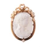 A late 19th century Continental hardstone cameo brooch/pendant