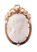A late 19th century Continental hardstone cameo brooch/pendant
