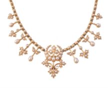 An Edwardian half pearl collar necklace