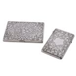 Two silver rectangular card cases