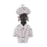 A diamond and cultured pearl Othello brooch by Vesco