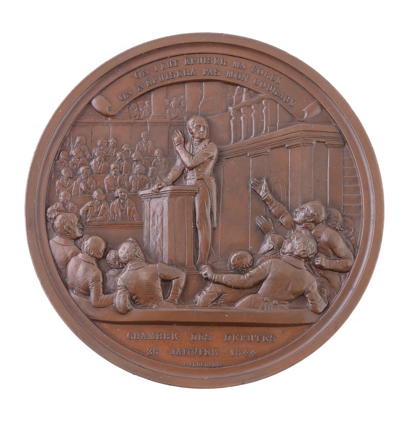 France, Francois Guizot 1844, large bronze laudatory medal by J Feuchere