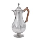 A Victorian silver baluster half reeded coffee pot by Martin