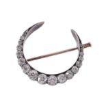 A late Victorian diamond crescent brooch