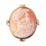 A Victorian shell cameo carved with Hebe and the Eagle