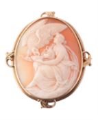 A Victorian shell cameo carved with Hebe and the Eagle