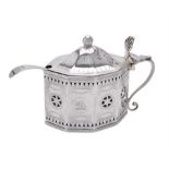 A George III silver octagonal mustard pot by Hester Bateman