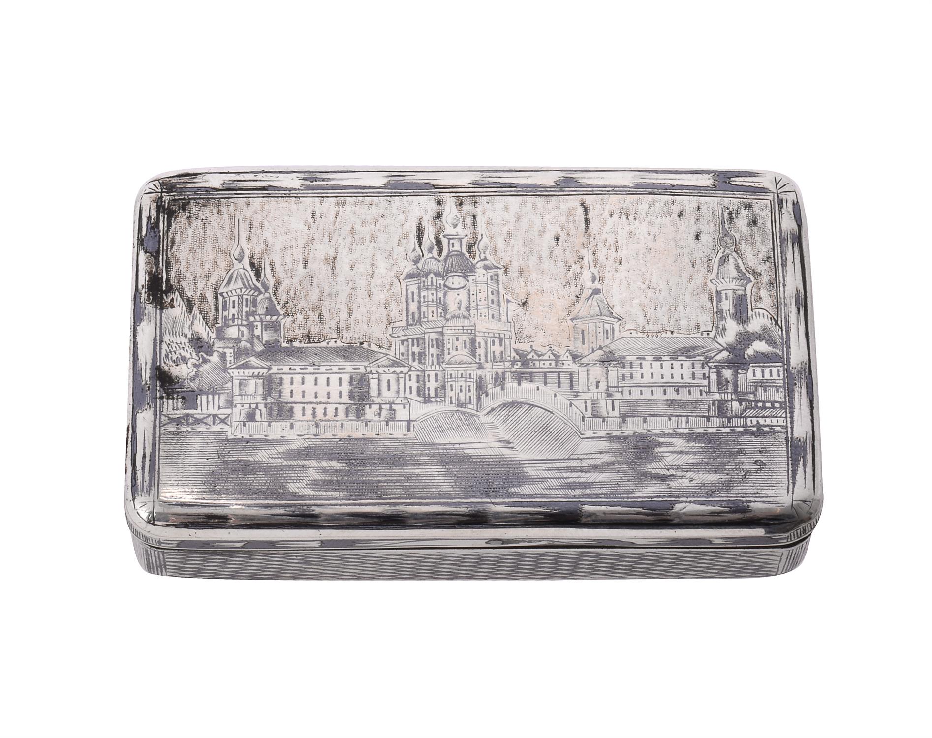 A Russian silver and niello rectangular snuff box - Image 2 of 3