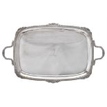 A Victorian silver oblong twin handled tray