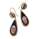 A pair of mid 19th century micro mosaic earrings
