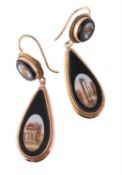 A pair of mid 19th century micro mosaic earrings