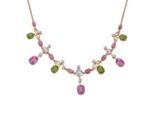 An Edwardian multi gem set necklace