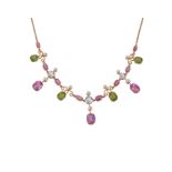 An Edwardian multi gem set necklace