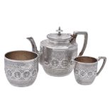 Y A Victorian Indian style three piece tea set by David Crichton Rait