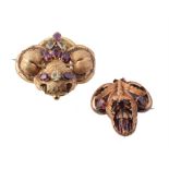 A mid Victorian garnet and chrysoberyl brooch