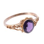 A late Victorian amethyst hinged bangle