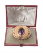 A late Victorian amethyst brooch