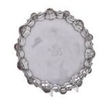 A George IV silver shaped circular salver by Edward Farrell