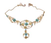 An early Victorian gold and turquoise necklace
