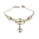 An early Victorian gold and turquoise necklace