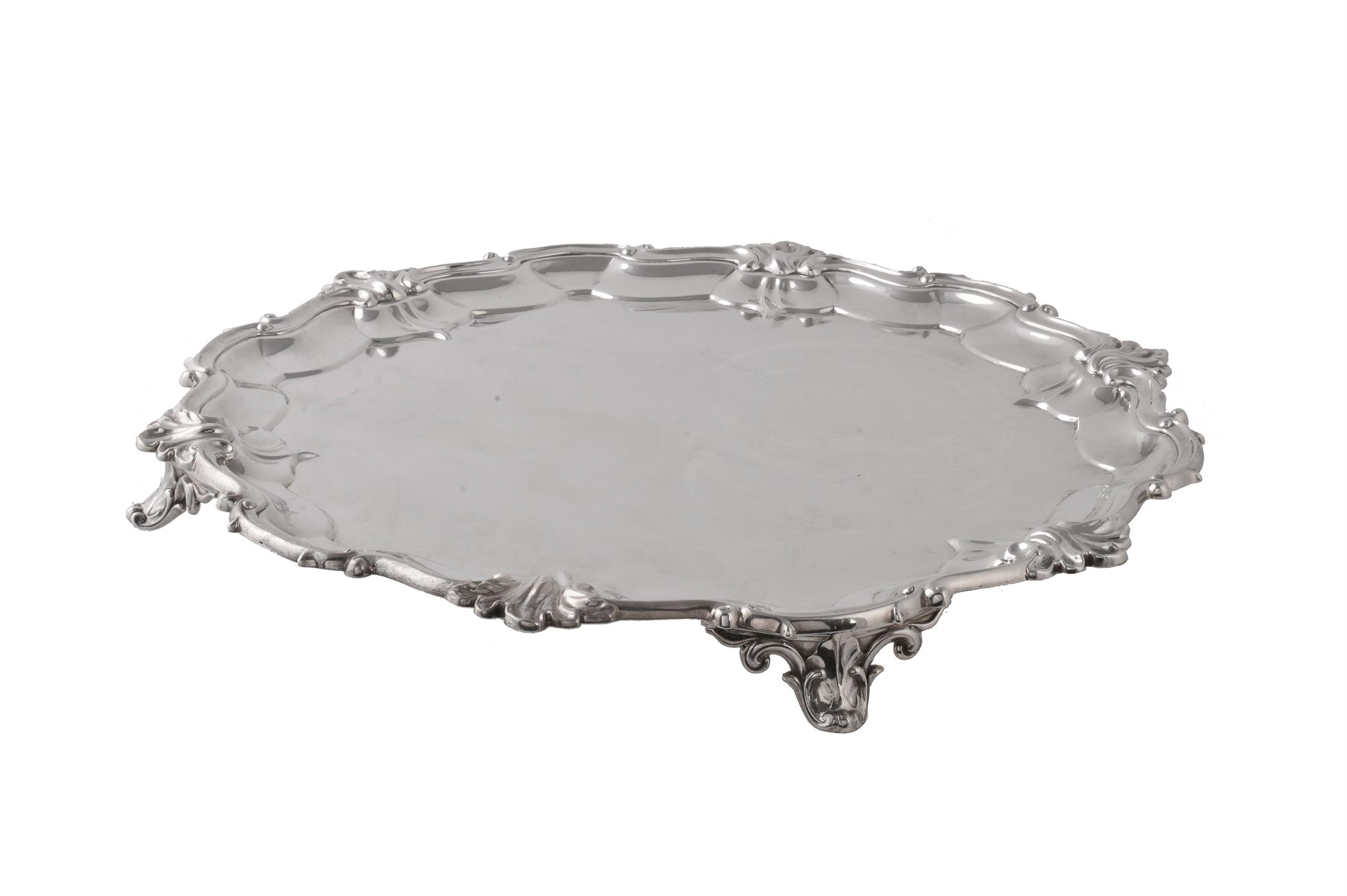 A late Victorian silver shaped circular salver by Edward Barnard & Sons Ltd - Image 2 of 2