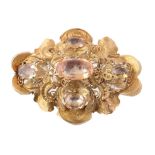 A mid 19th century Continental gold and foiled quartz brooch