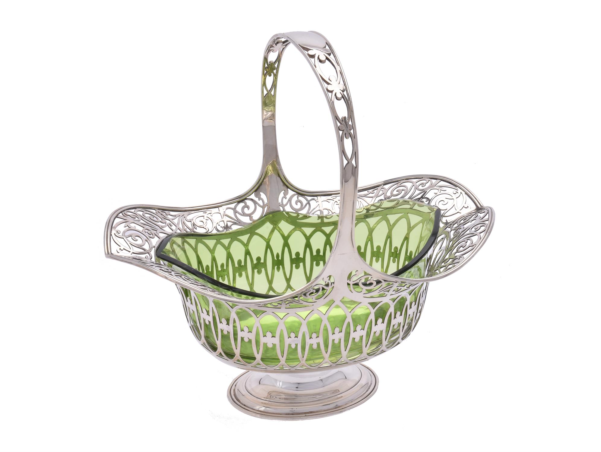 An Edwardian silver shaped oblong basket by James Dixon & Sons Ltd