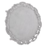 A silver shaped circular salver by James Dixon & Sons Ltd.