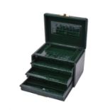 Y Y Asprey, a green crocodile jewellery box