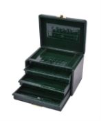 Y Y Asprey, a green crocodile jewellery box