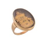 A Georgian gold and hair work sentimental ring