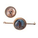 A late Victorian reverse painted intaglio brooch