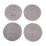 Medallic Illustrations of Science, set of four white metal medals published by E Thomason circa 1828
