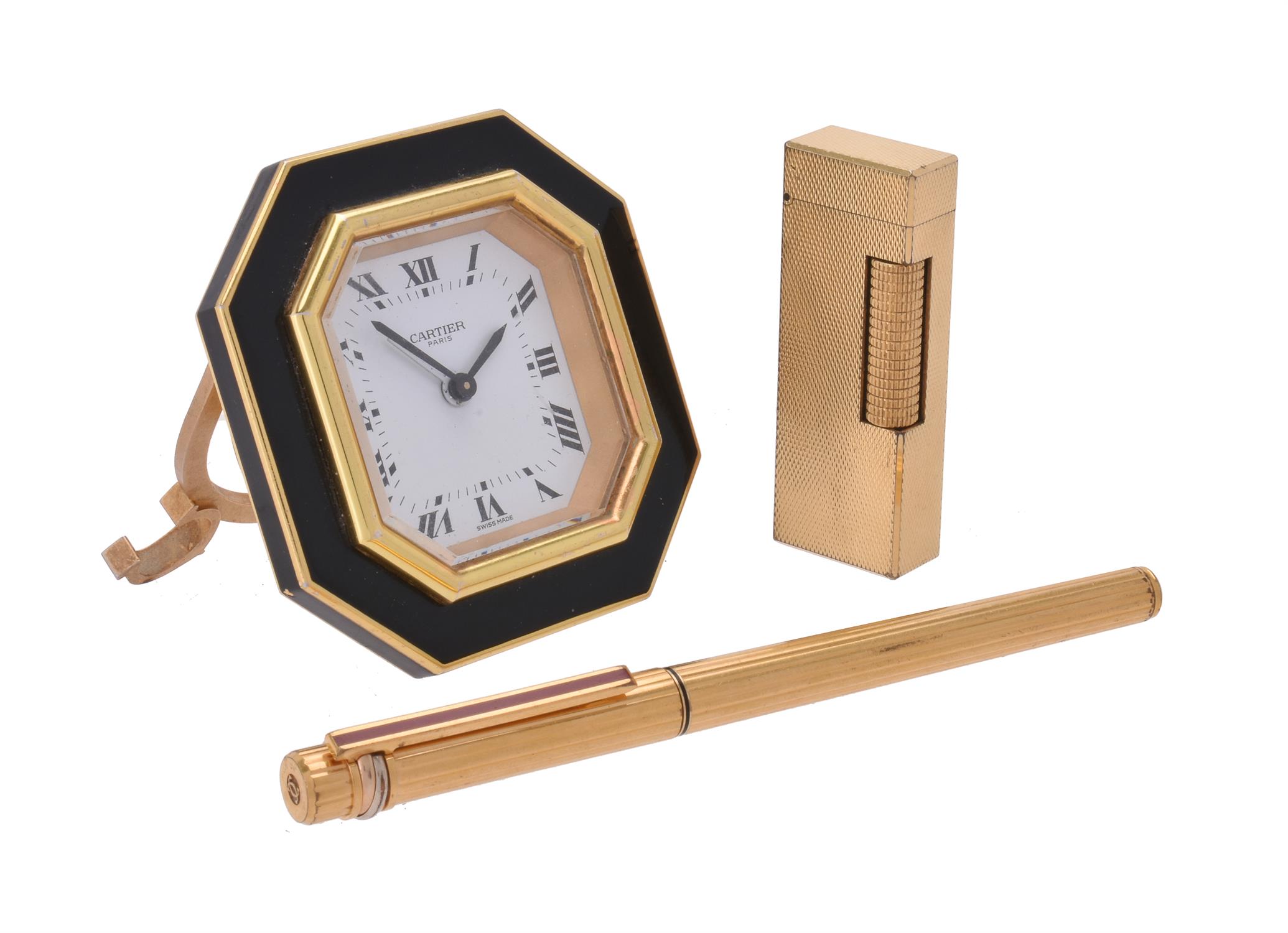 Cartier, gilt and lacquer alarm clock