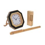 Cartier, gilt and lacquer alarm clock
