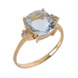 An aquamarine and diamond ring