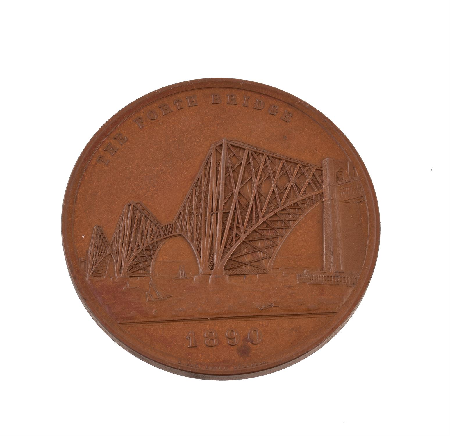 Scotland, Forth Bridge opened 1890, bronze medal by Lauer