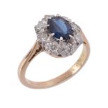 A sapphire and diamond cluster ring