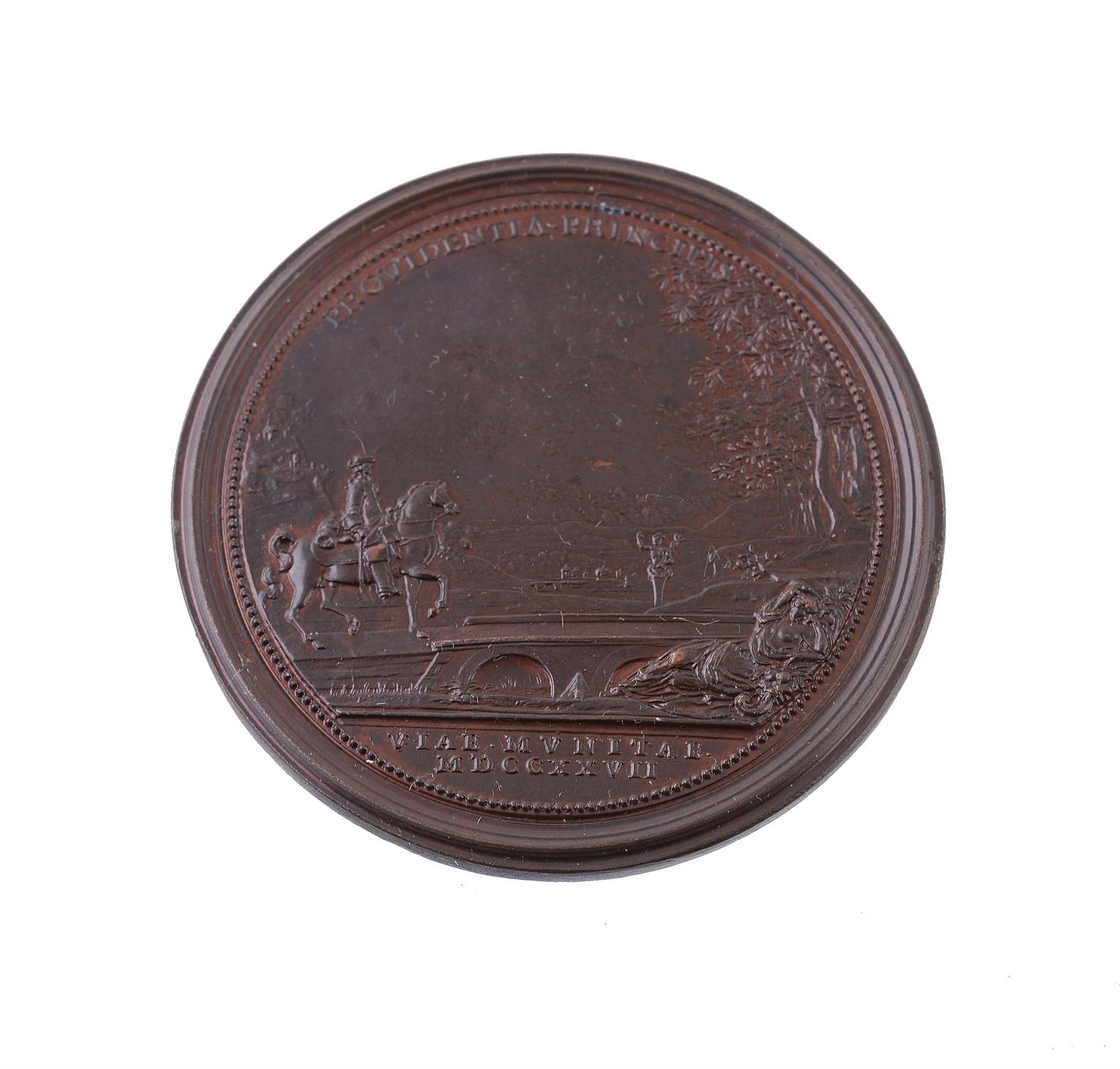 France, Lorraine, Leopold I, Construction of New Roads 1727, bronze medal by F de St Urbain - Image 2 of 2