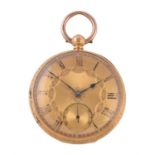 Unsigned, 18 carat gold open face pocket watch